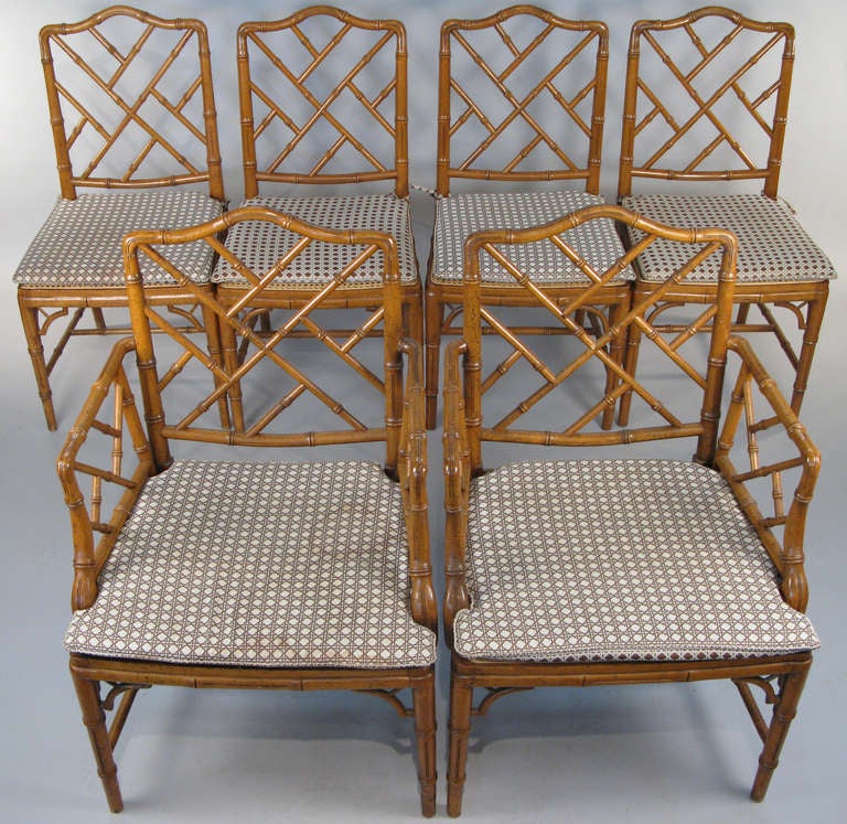 Set of Six Vintage Faux Bamboo Dining Chairs at 1stDibs