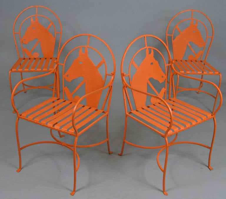 Set of 1940s Horse and Polo Iron Chairs at 1stDibs