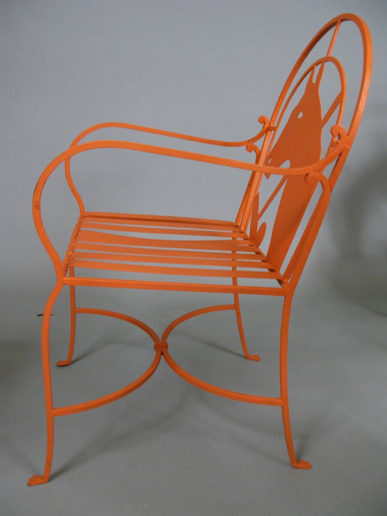 Set of 1940s Horse and Polo Iron Chairs at 1stDibs