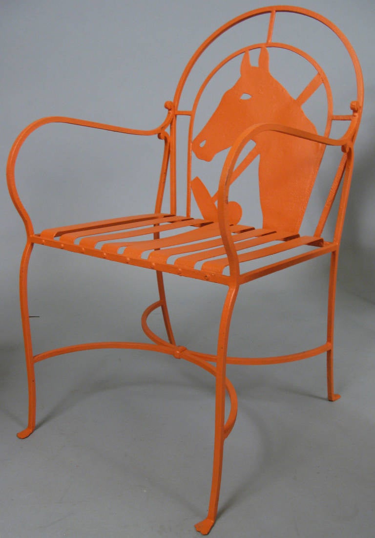 Set of 1940s Horse and Polo Iron Chairs at 1stDibs