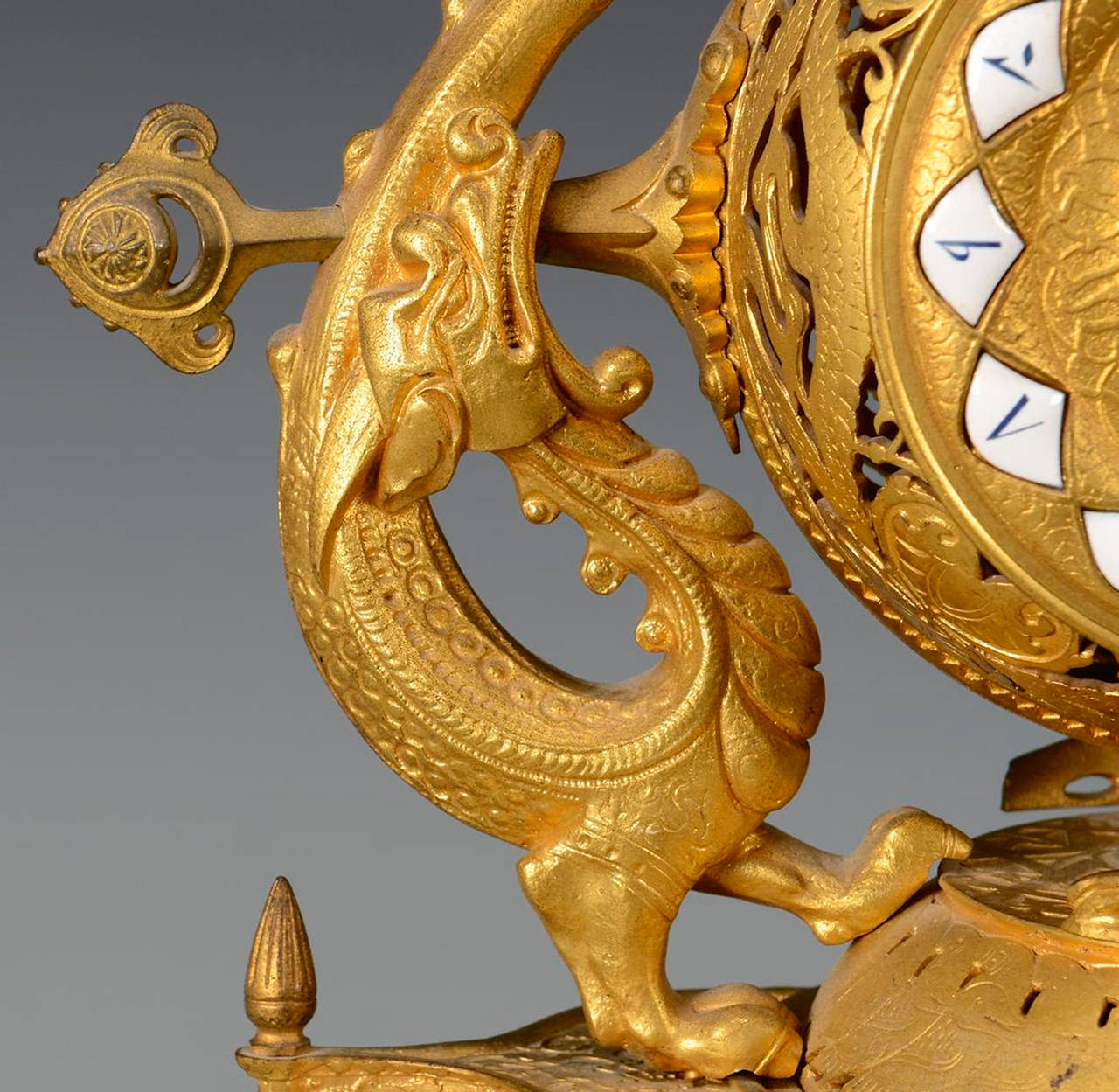 Gilt Bronze French Mantel Clock with Chinese Chippendale Feet at 1stDibs