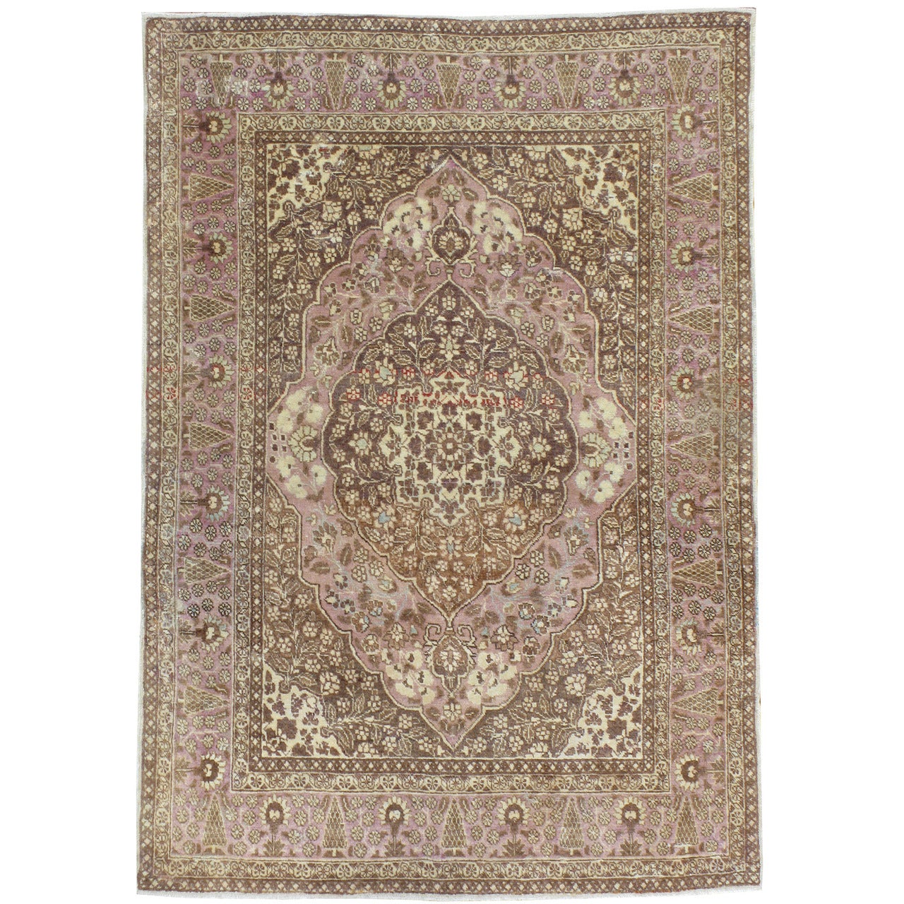 Antique Silk Tabriz Persian Rug at 1stDibs