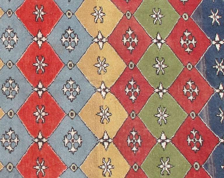Colorful MidCentury Modern Style Turkish Carpet For Sale at 1stdibs