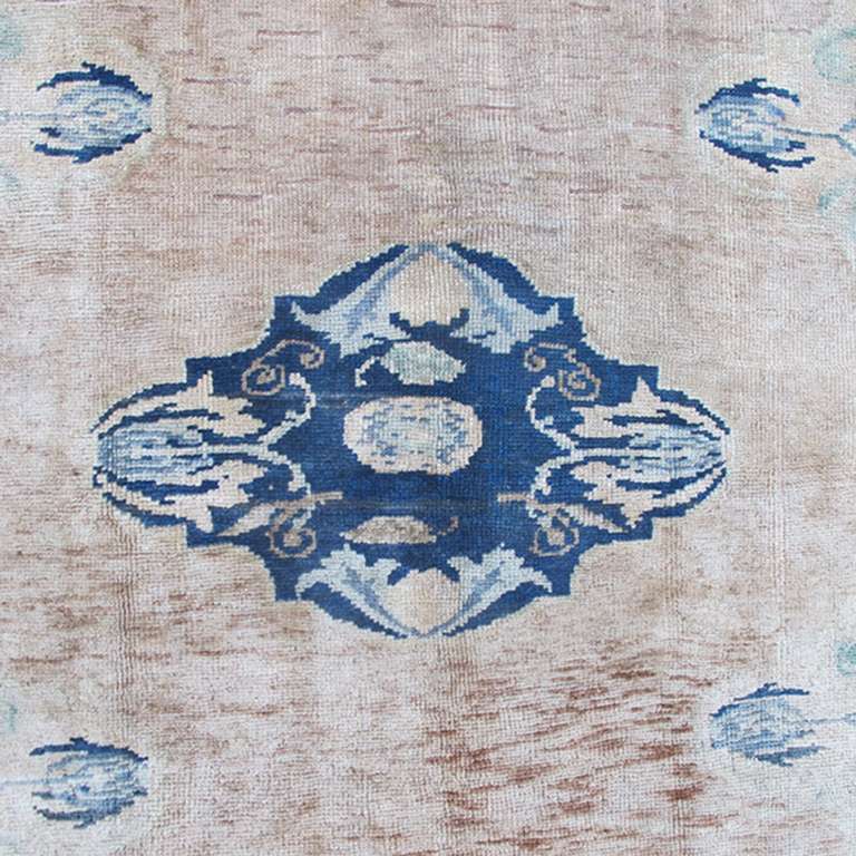 Turkish Oushak Rug with Navy Blue Color For Sale at 1stdibs