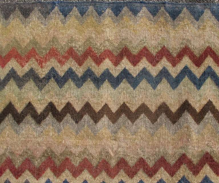 MidCentury Modern Rug in Navy, Red, Green, Brown and Ivory For Sale at