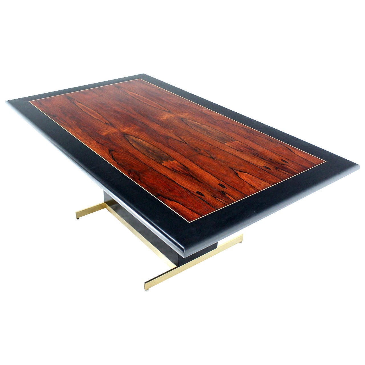 MidCentury Modern Rectangular PedestalBase Walnut Dining Table at