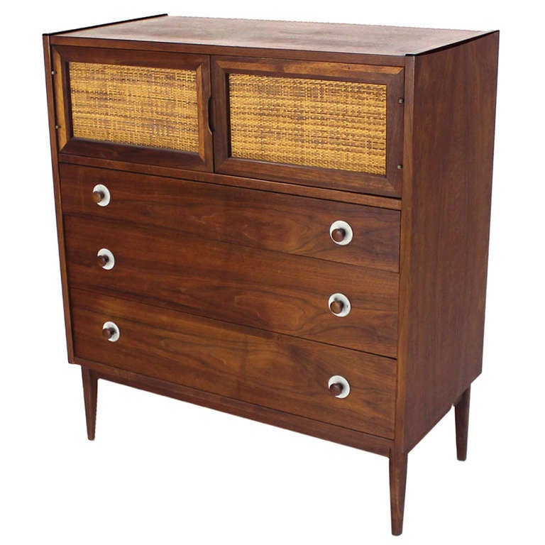 Oiled Walnut, Danish MidCentury Modern Men's High Chest or Dresser at