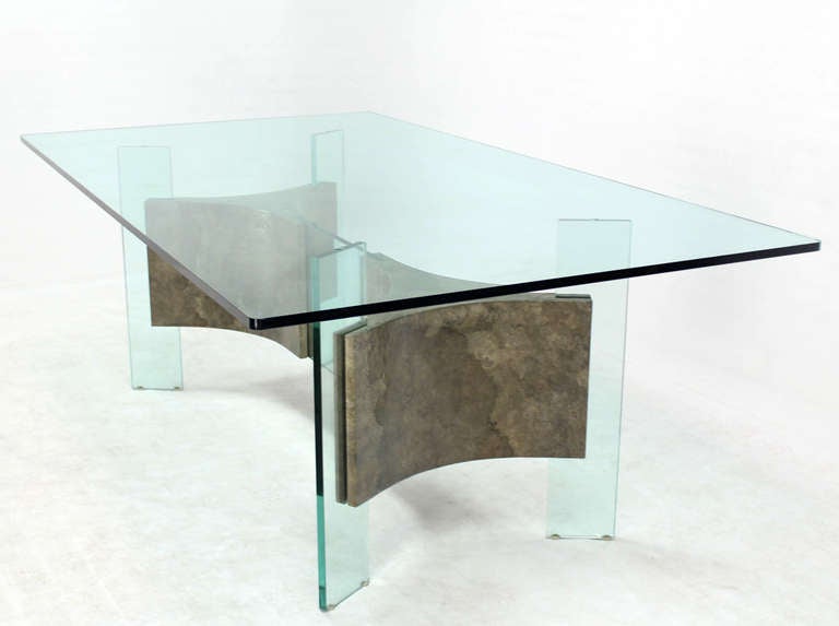 MidCentury Modern GlassTop and Base Dining or Conference Table For