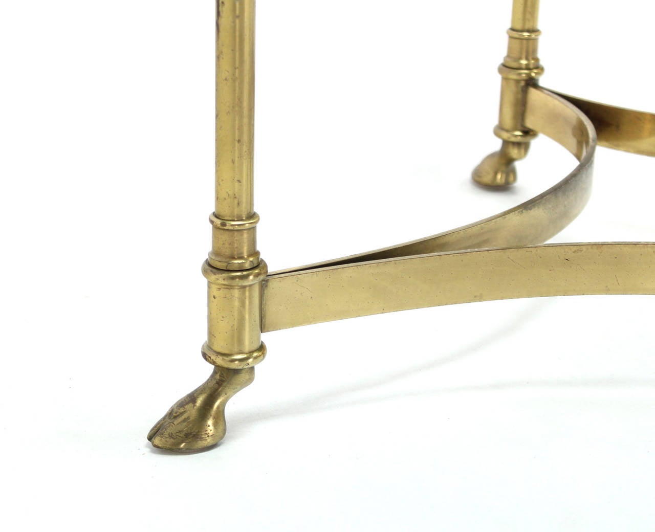 Brass and Glass Oval Hoof Feet Coffee Table at 1stDibs