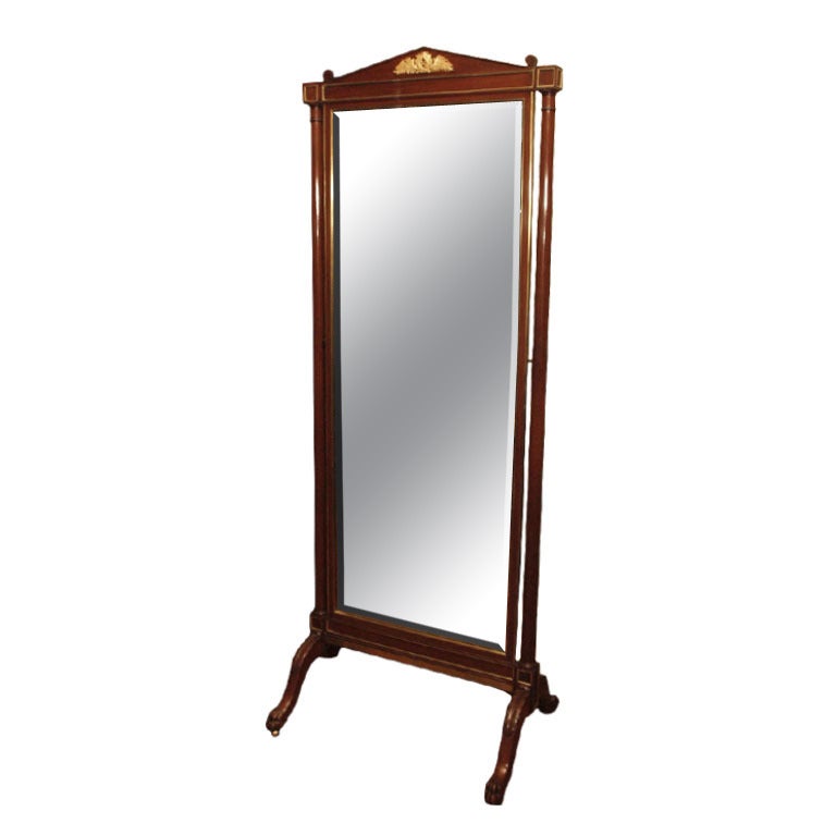 Antique French Empire Cheval Mirror For Sale at 1stdibs