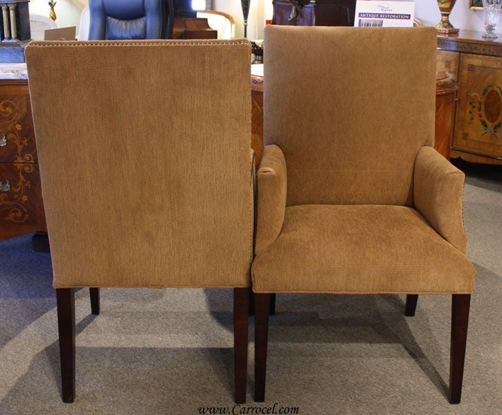 Pair of Custom Upholstered Parsons Arm Chairs at 1stDibs custom
