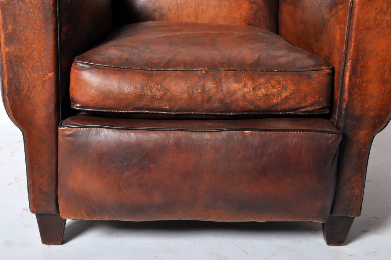 Vintage Art Deco Leather Club Chair at 1stDibs