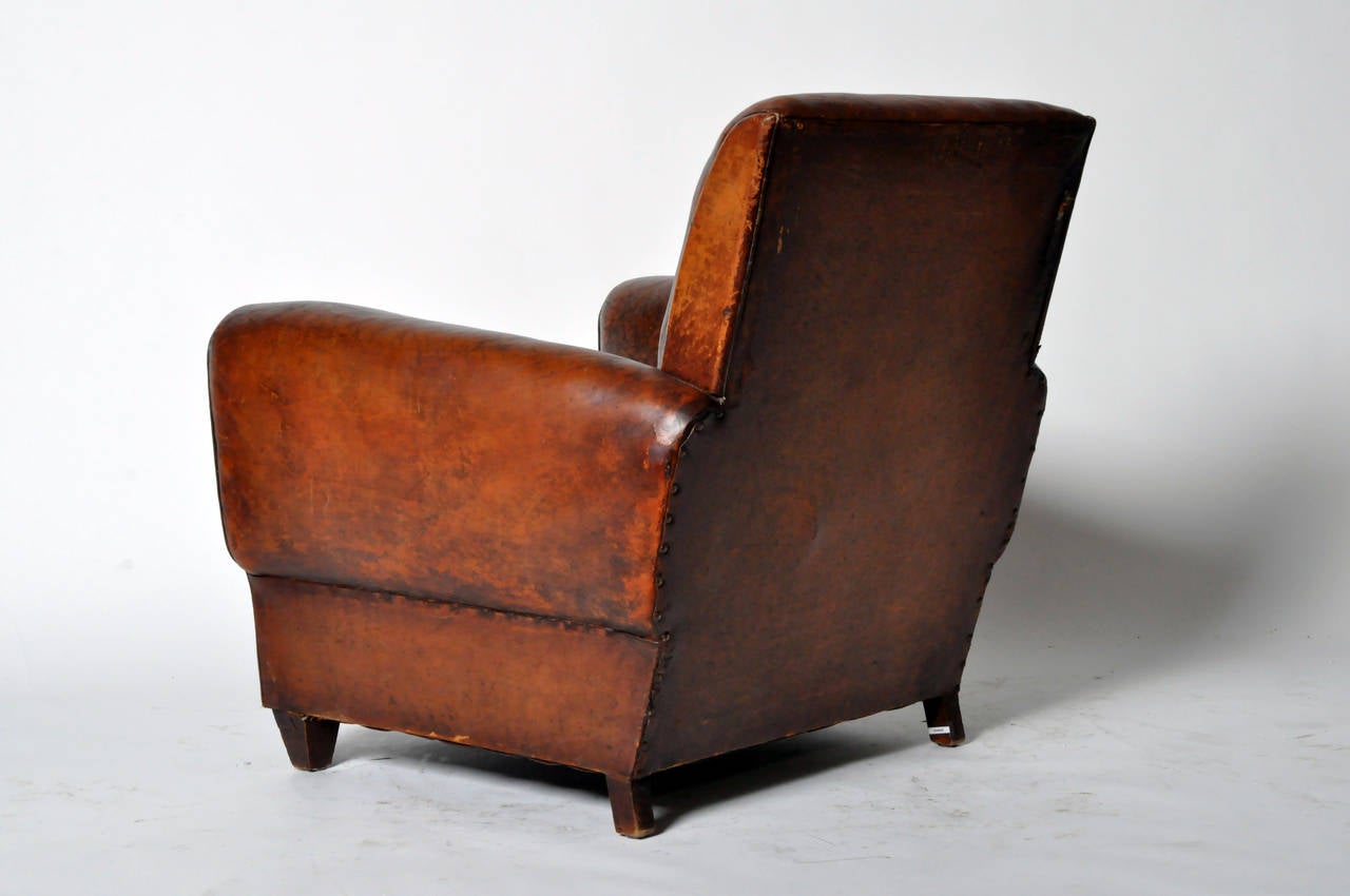 Vintage Art Deco Leather Club Chair at 1stDibs