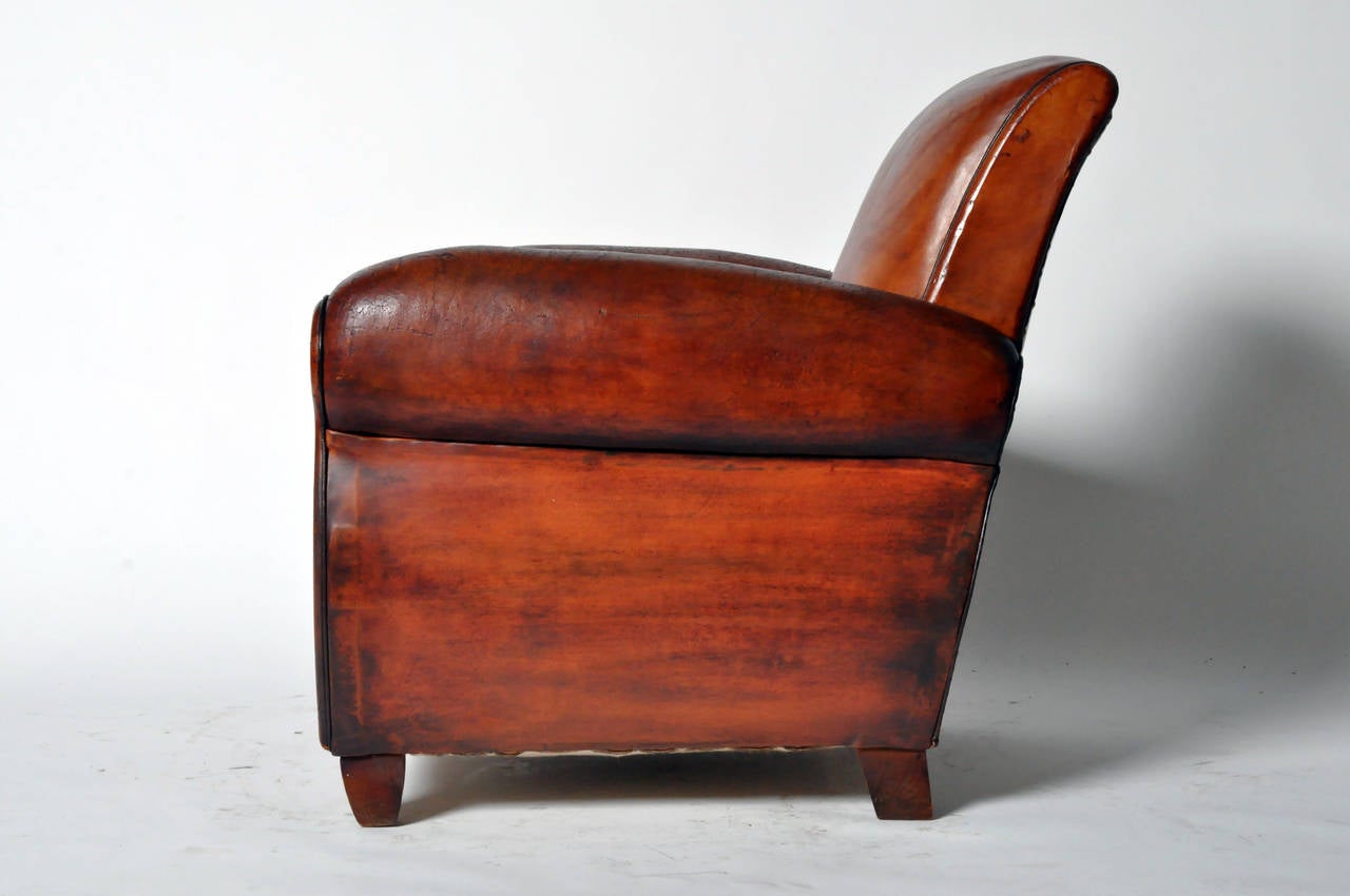 Vintage French Leather Club Chair at 1stDibs vintage leather club