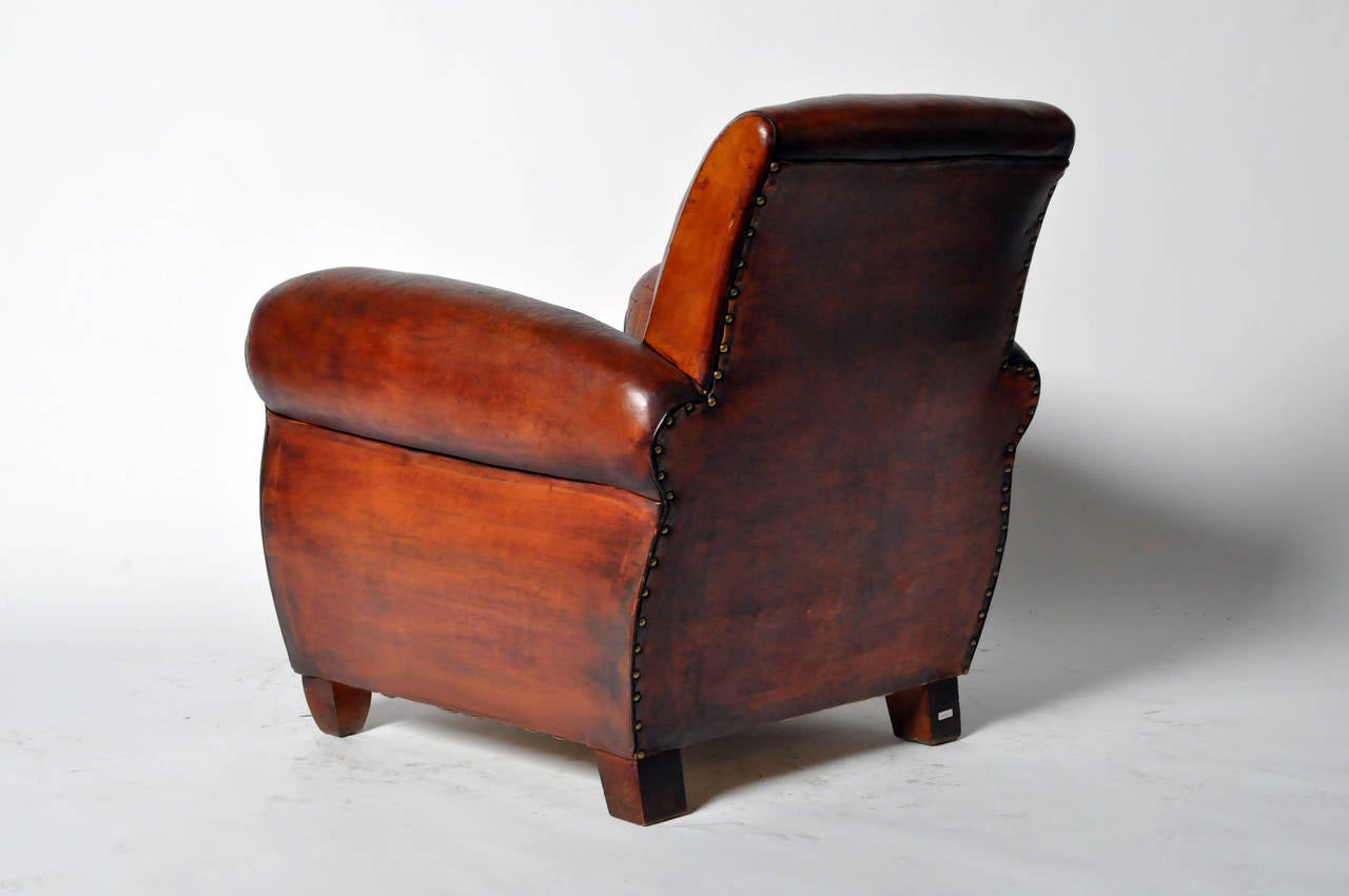 Vintage French Leather Club Chair at 1stDibs vintage leather club