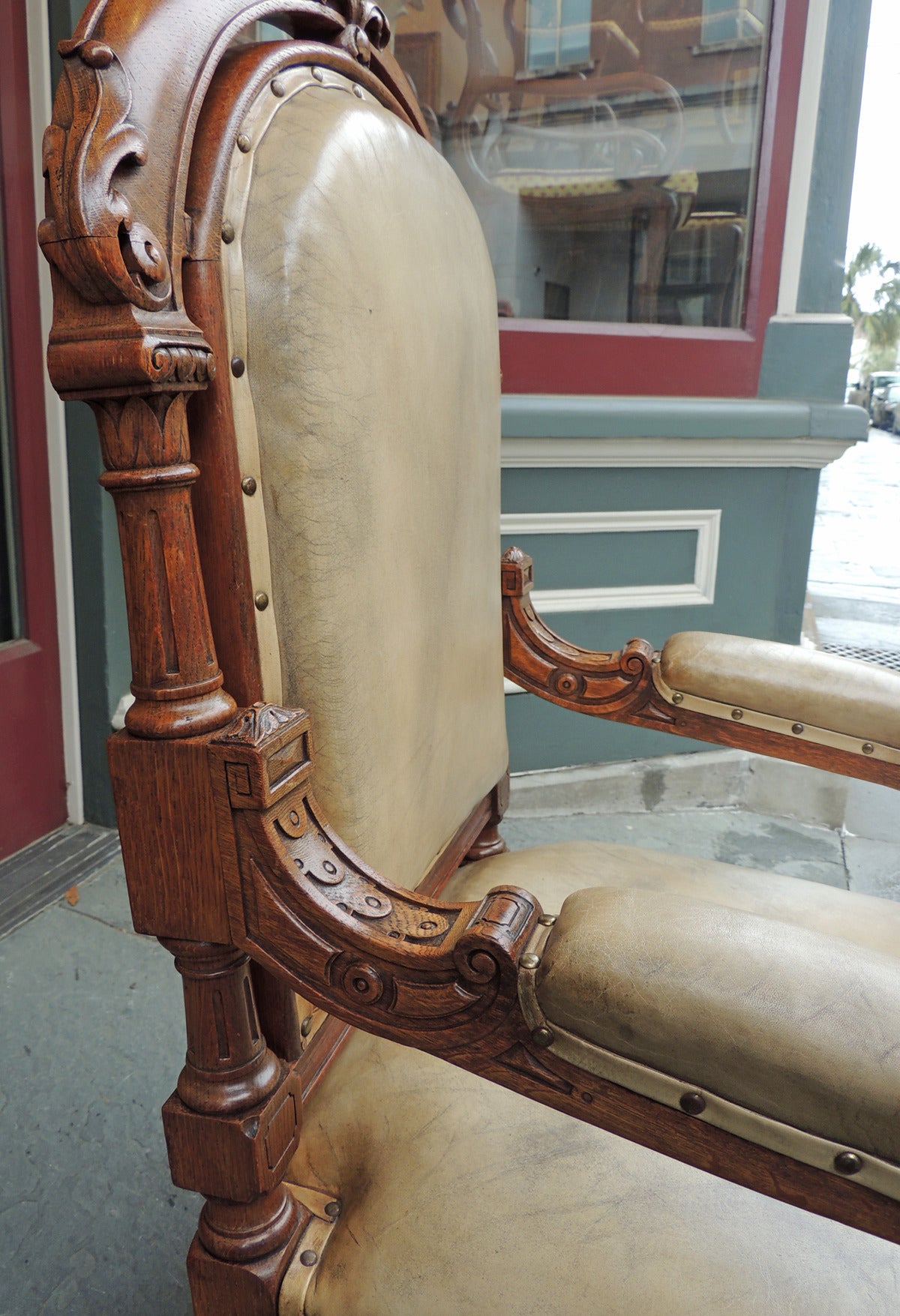 19th Century Pair of English Leather Library Chairs at 1stdibs
