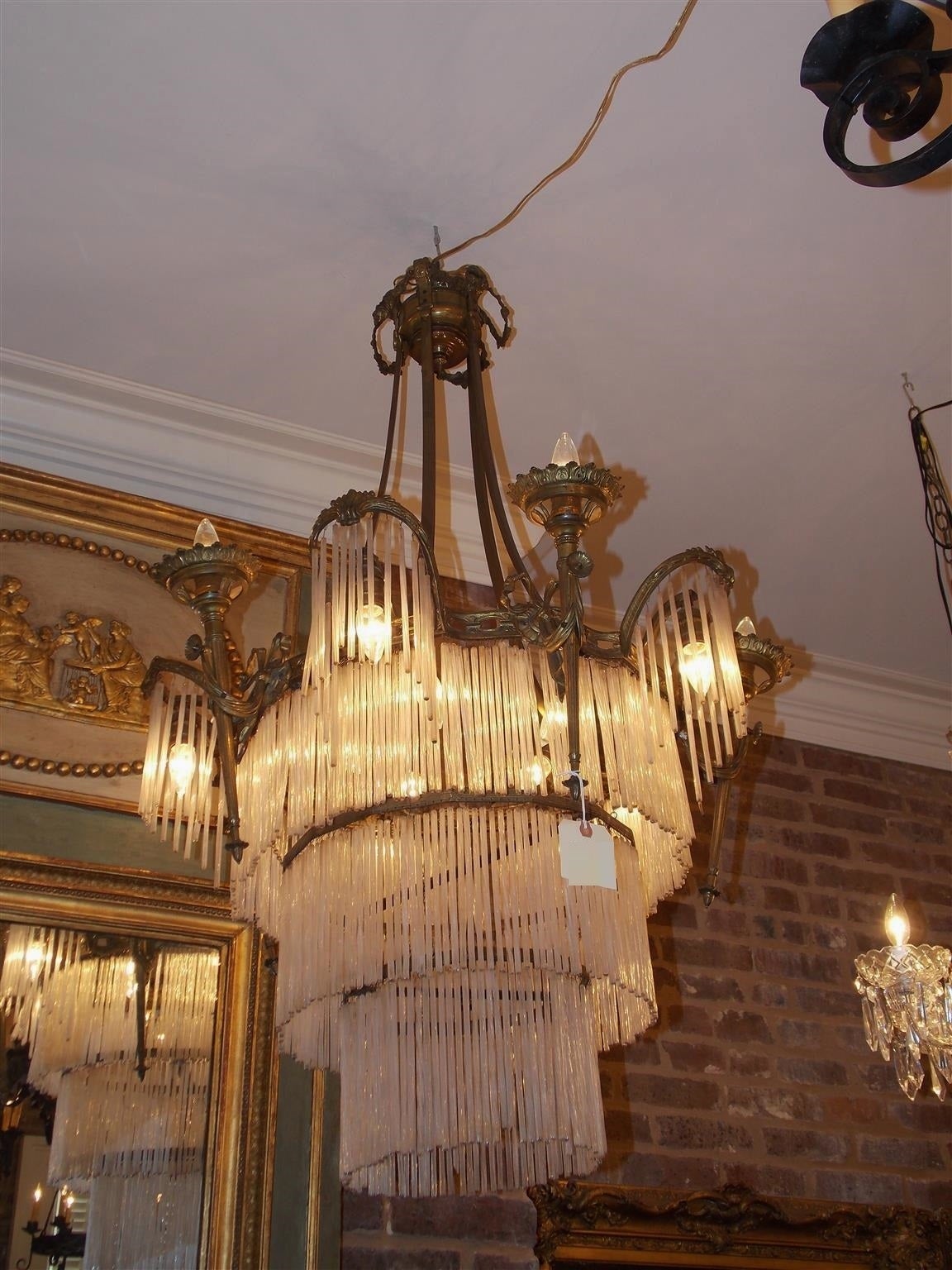 French Gilt Bronze and Crystal Tiered Chandelier, Circa 1870 For Sale