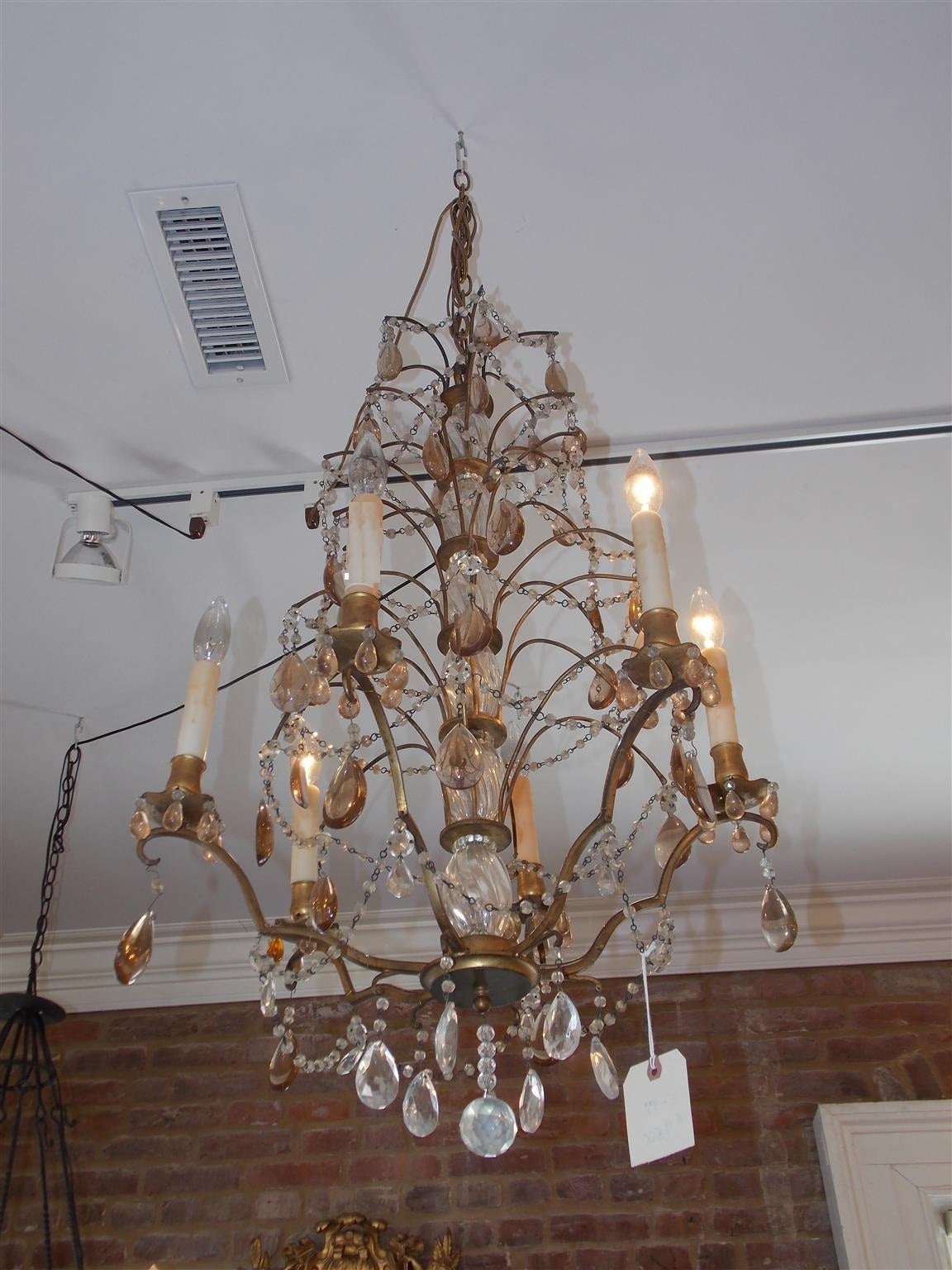 French Gilt Bronze and Crystal Tiered Chandelier, Circa 1830 For Sale