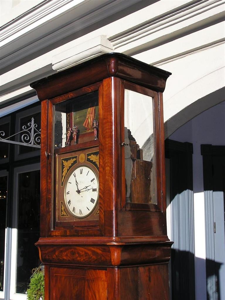German Mahogany Tall Case Flute Clock For Sale at 1stdibs
