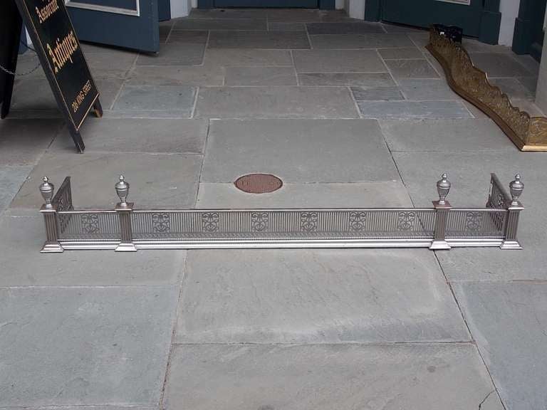 English Polished Steel and Nickel Silver Fire Fender For Sale at 1stDibs