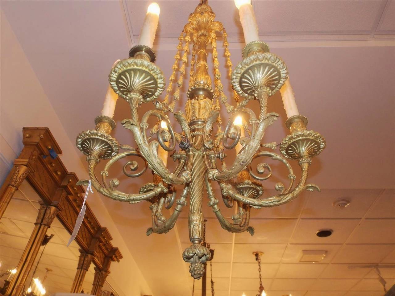 French Gilt Bronze Decorative Floral Chandelier, Circa 1820 For Sale at