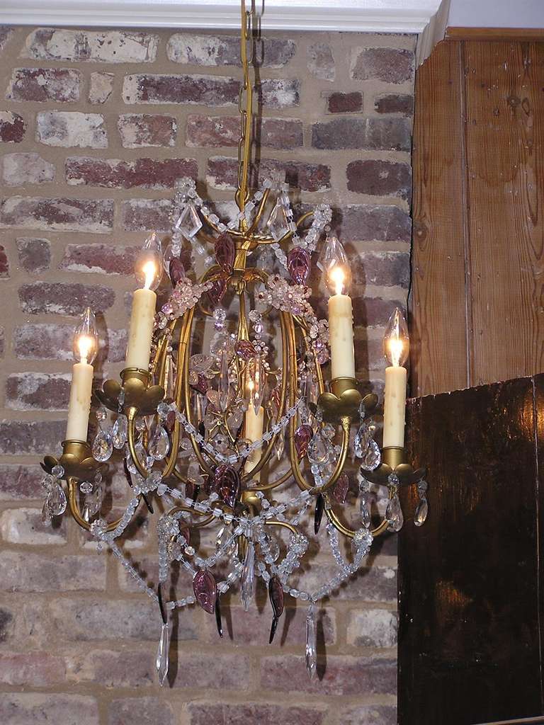 French Gilt Bronze and Crystal Chandelier For Sale at 1stDibs