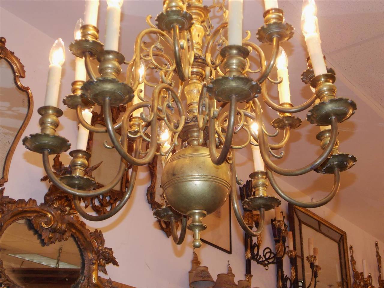 Prussian Brass TwoTiered Double Eagle Medallion Chandelier, Circa 1880