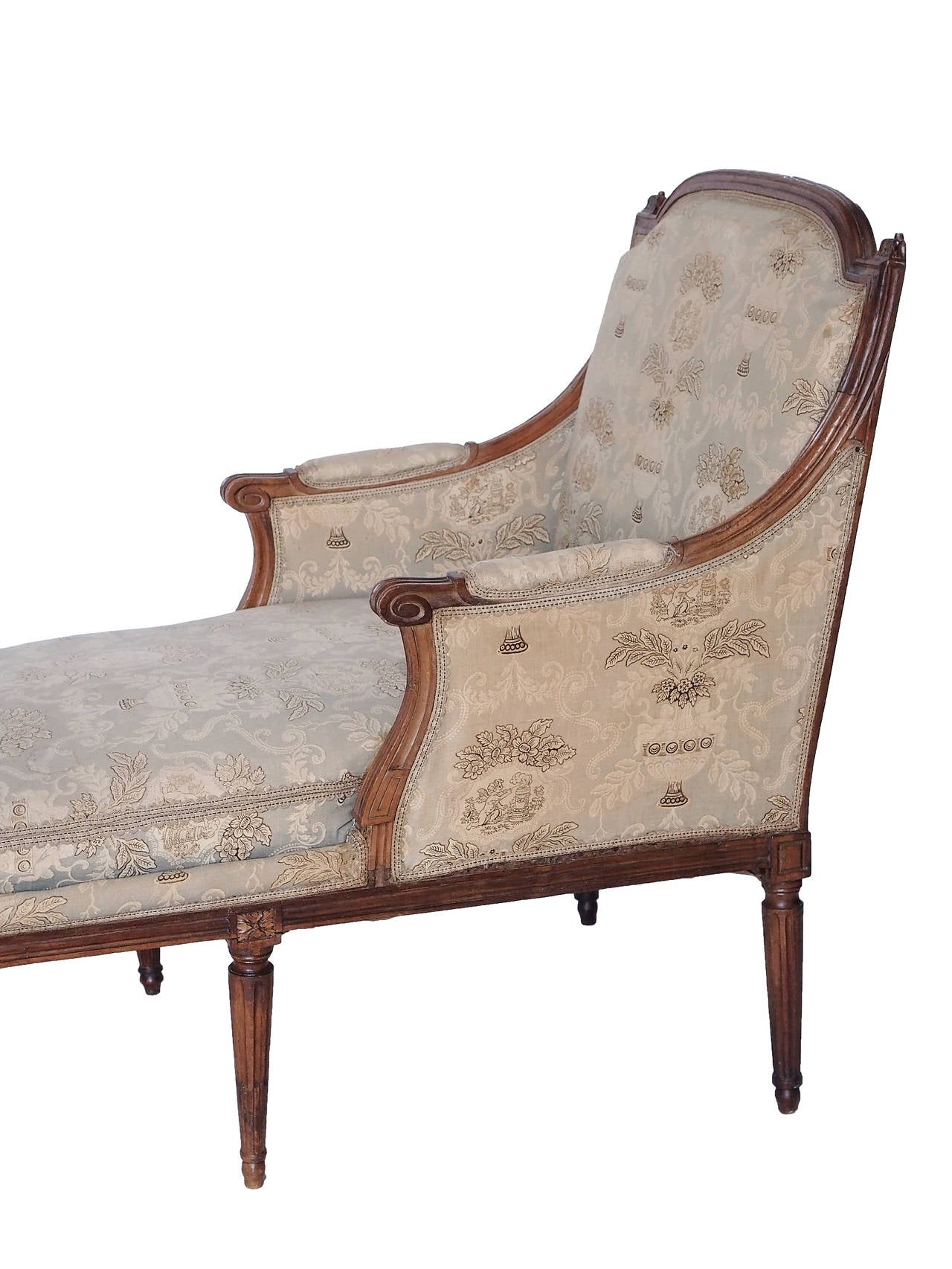 18th19th Century French Louis XVI Chaise with Toile Upholstery For