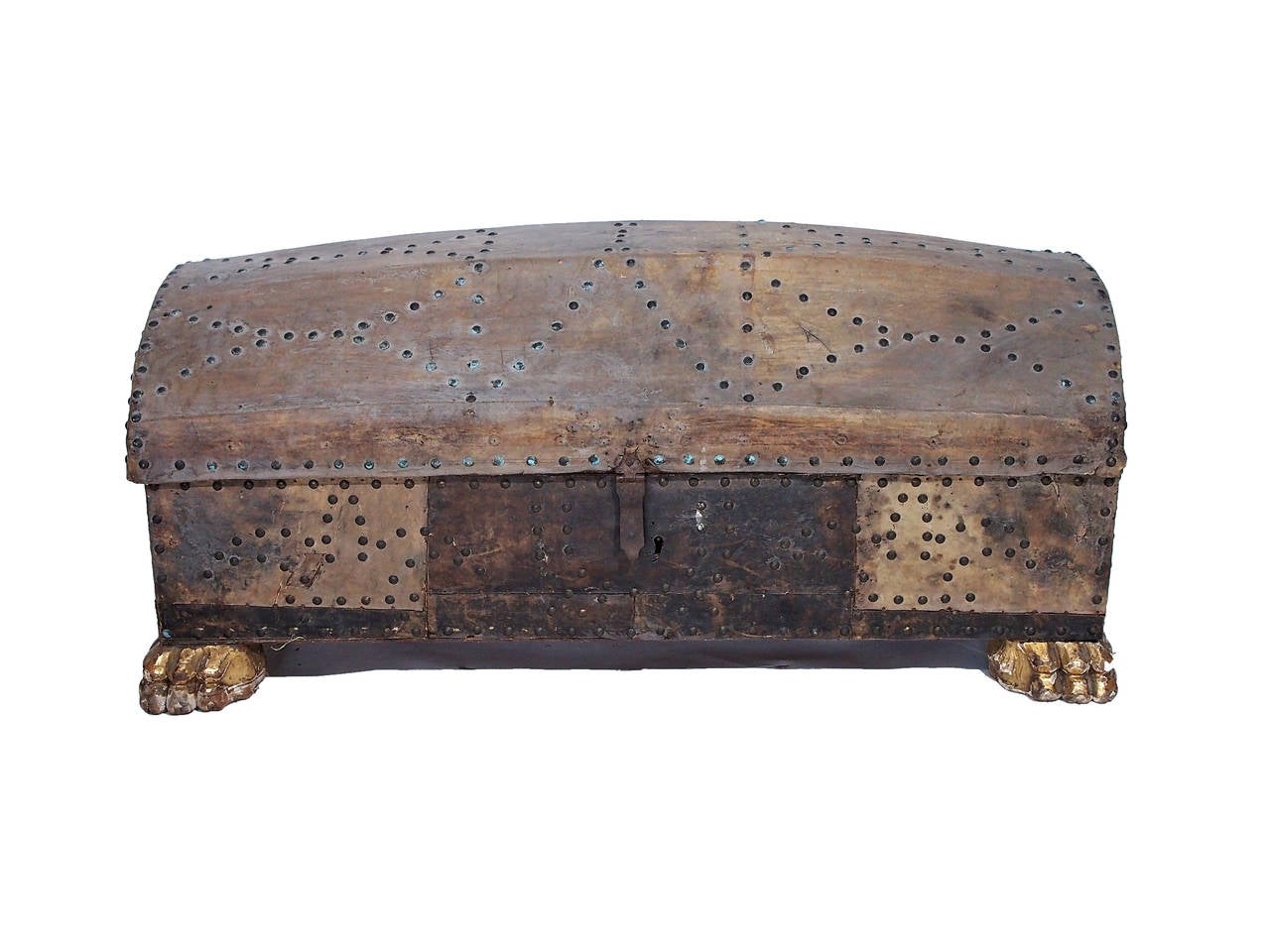 Italian Leather Chest with Gilded Feet at 1stdibs