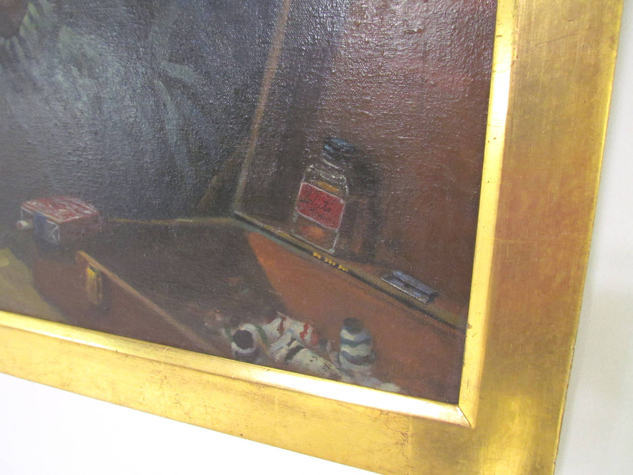 Exemplary Prison Art SelfPortrait Painting by Joel Gaines, circa 1970s