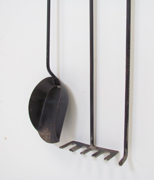 Wall Mounted Modernist Fireplace Tools, ca. 1960s at 1stdibs