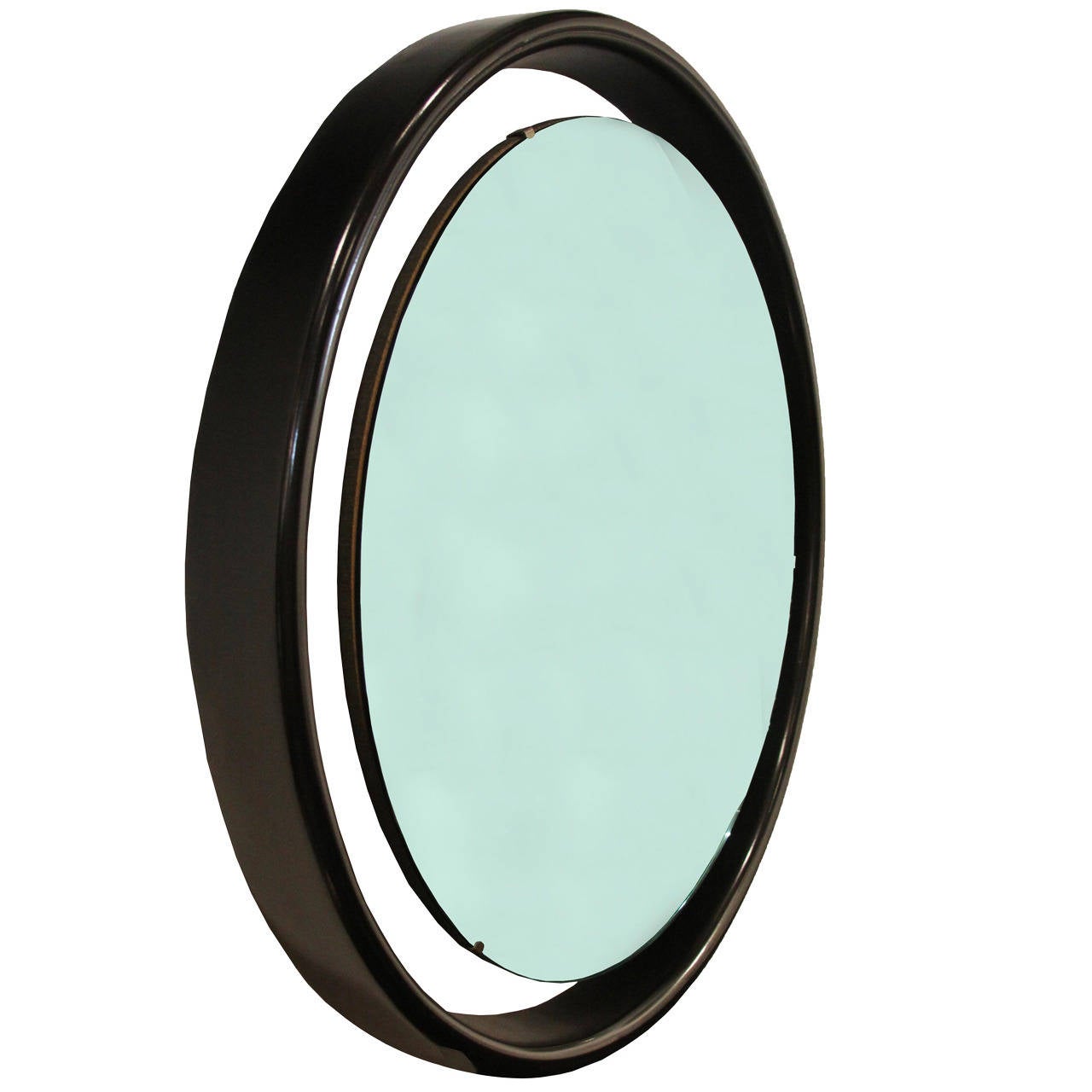 Floating Round Mirror with Black Frame For Sale at 1stdibs