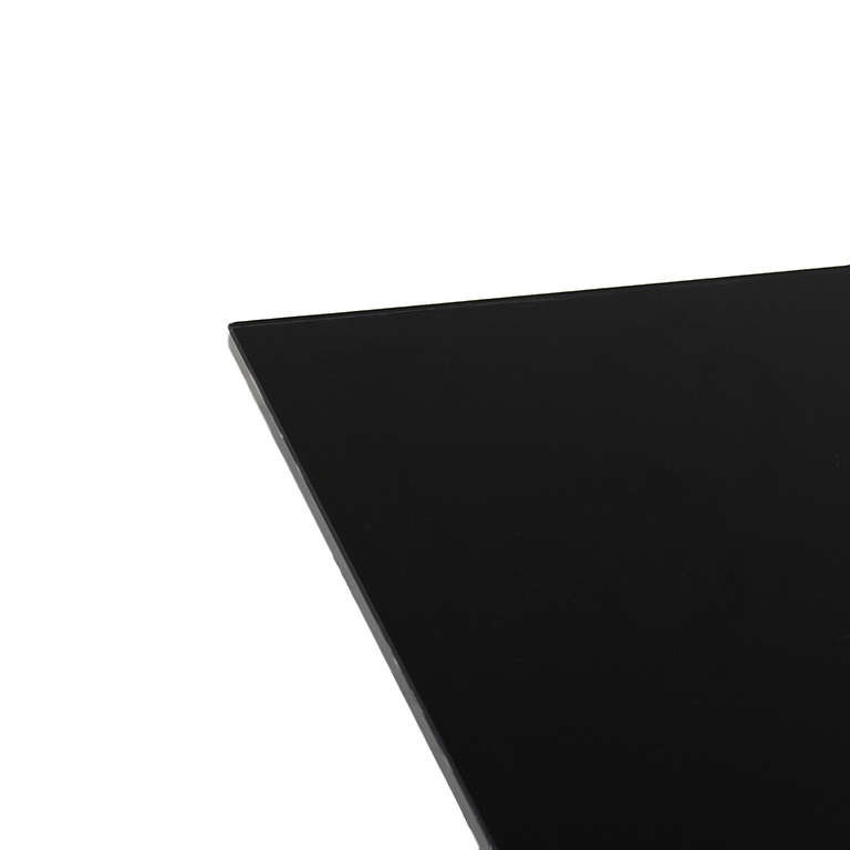 Black Steel Coffee Table with Reverse Painted Black Glass Top at 1stdibs