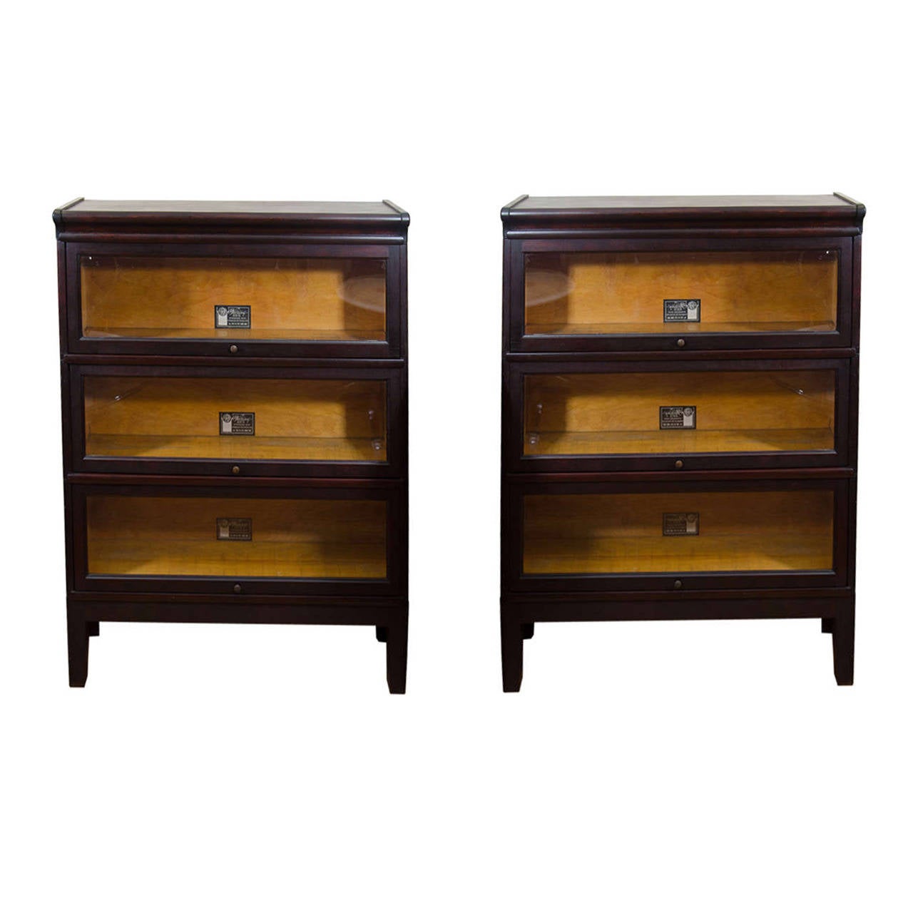 Antique Pair of Rare Mahogany "Viking" Barrister Bookcases at 1stDibs