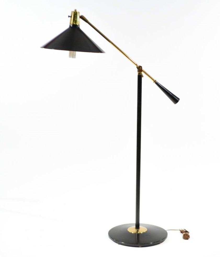 MidCentury Modern Gerald Thurston for Lightolier Black Enamel Floor