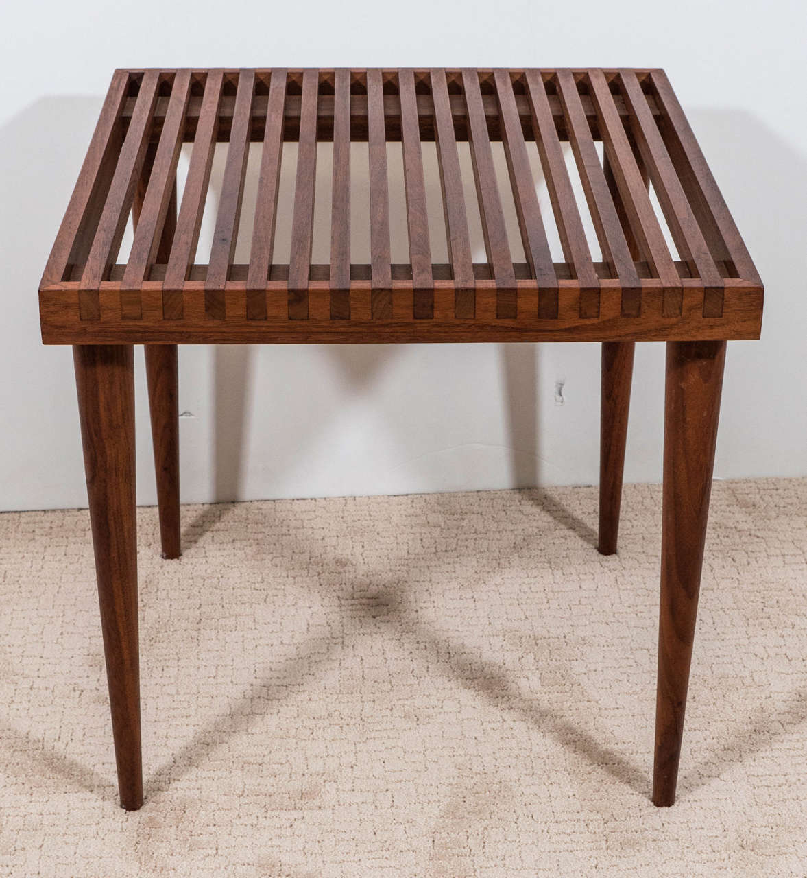 Modern Slat Wood Side or End Table For Sale at 1stdibs