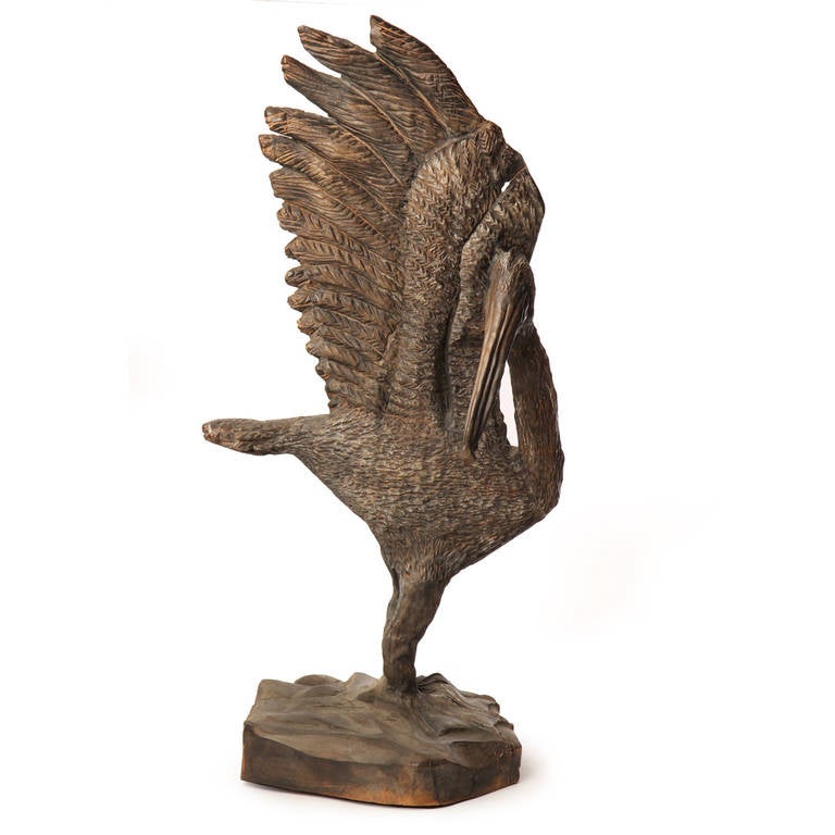 HandCarved Pelican by Byrd Baker For Sale at 1stDibs chainsaw carved pelicans for sale, baker