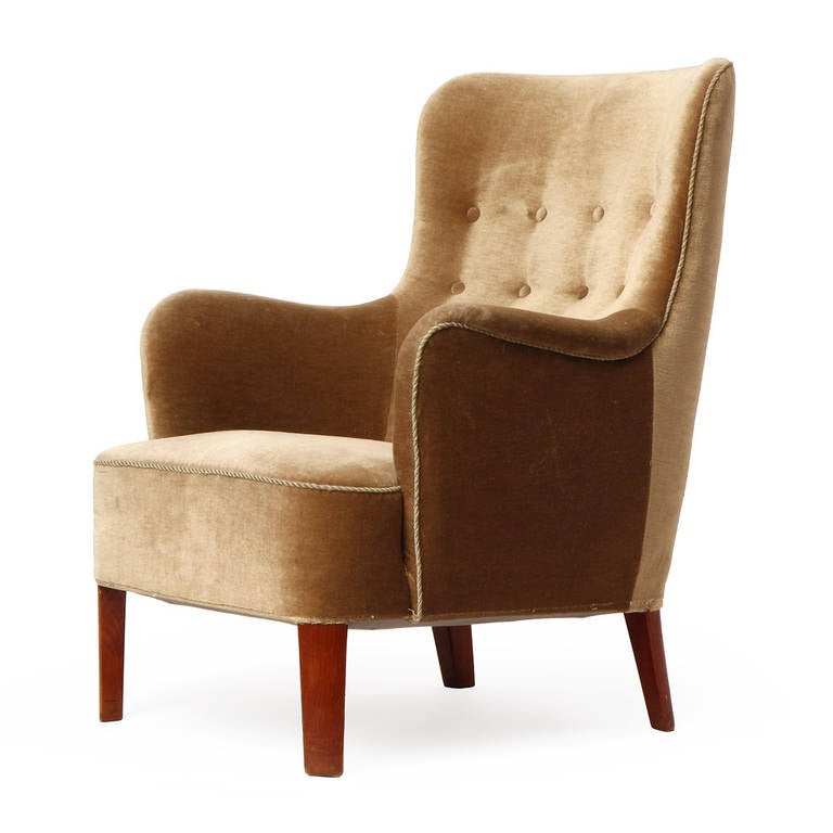 Sculptural Armchair in GoldToned Velvet, 1960s at 1stdibs