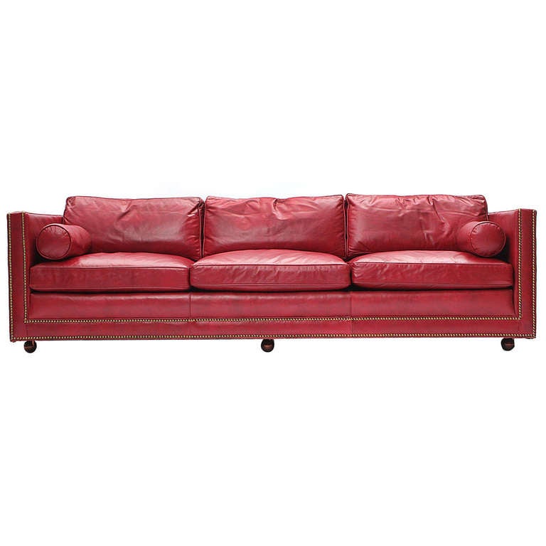 Red Leather Sofa at 1stDibs