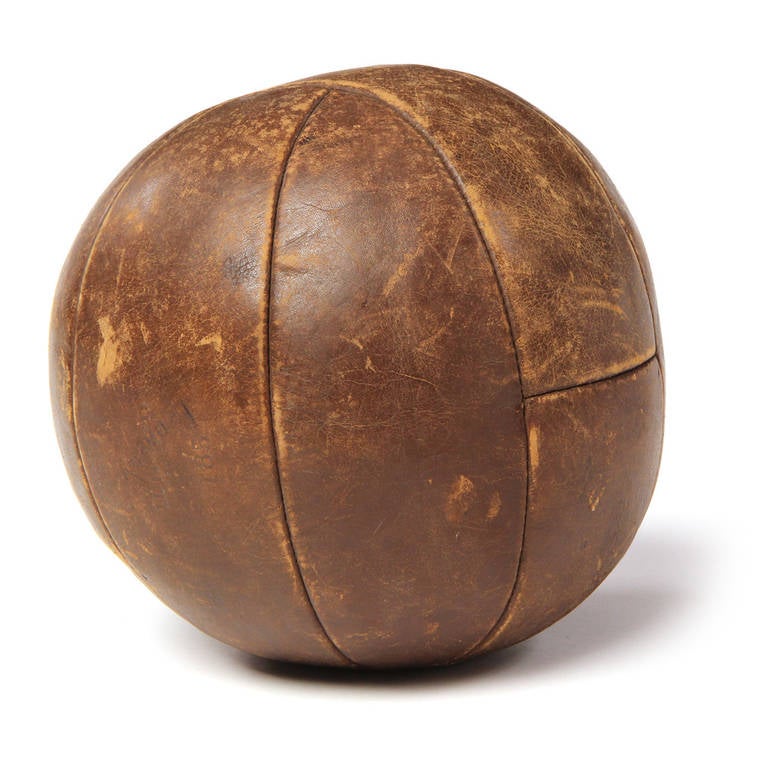 Vintage Leather Medicine Ball For Sale at 1stdibs