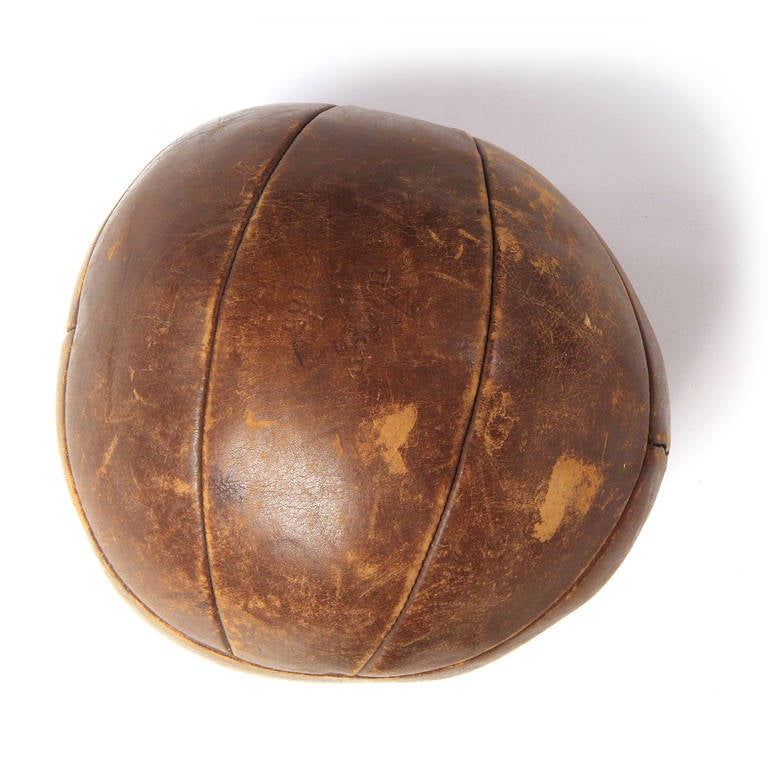 Vintage Leather Medicine Ball For Sale at 1stdibs