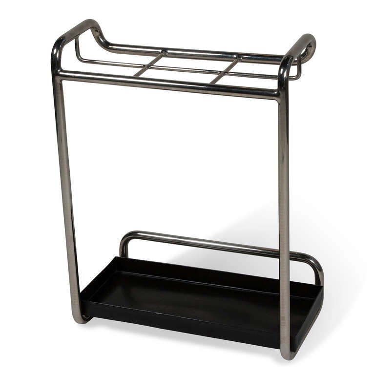 Tubular Chrome Umbrella Stand at 1stdibs