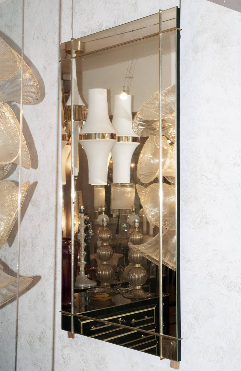 Mirror Divided by Brass at 1stDibs