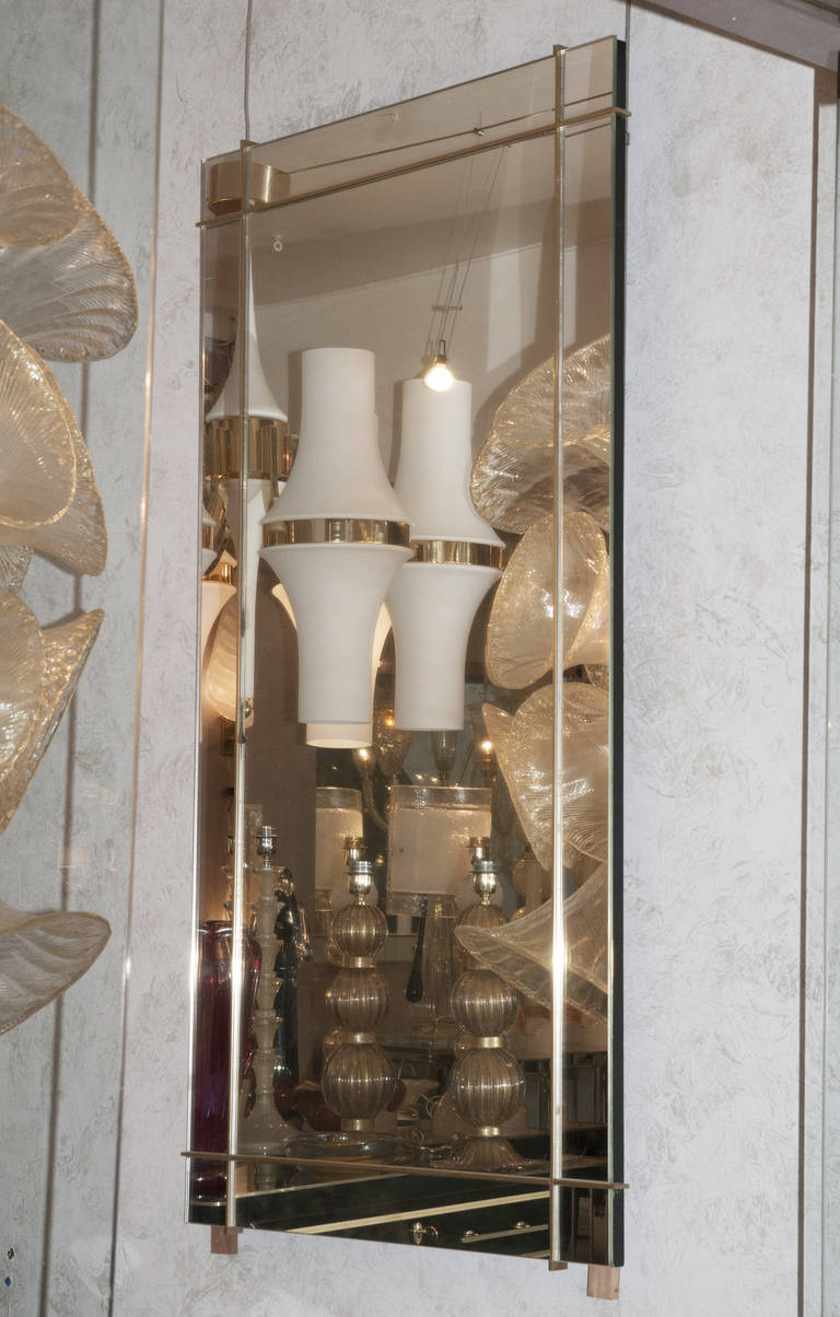 Mirror Divided by Brass at 1stDibs