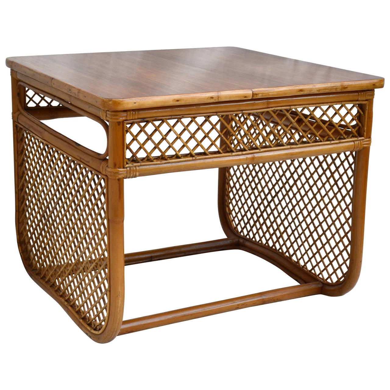Dutch Style Bamboo Rattan End Table, circa 1960 at 1stdibs