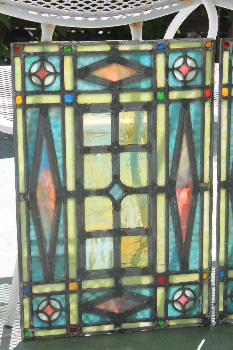 Victorian Era Leaded Glass Window Set at 1stdibs