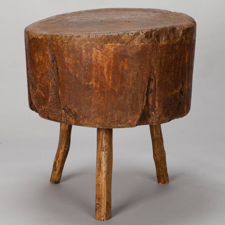 19th Century Primitive Round Butcher Block Table at 1stDibs antique