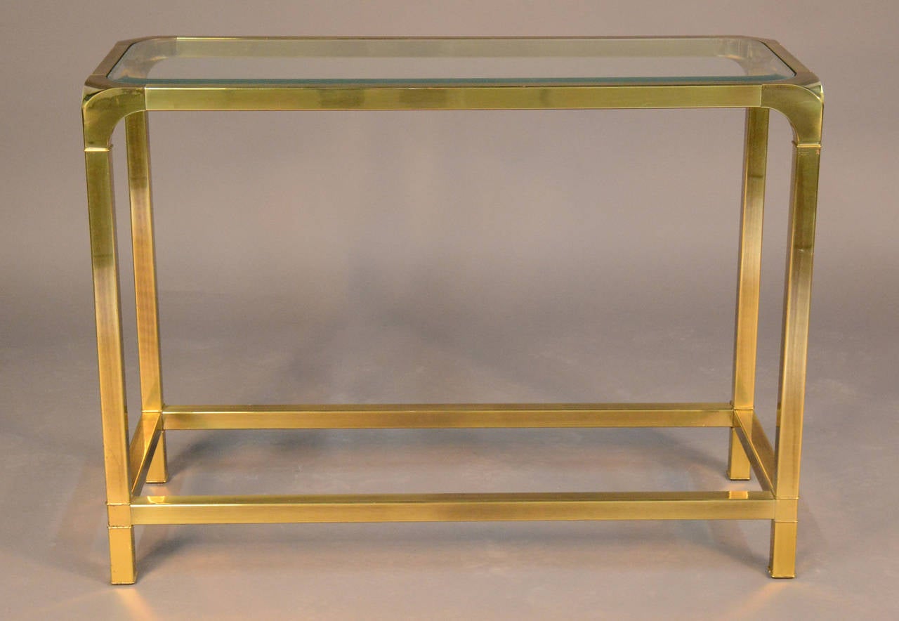 Mastercraft Brass and Glass Console Table at 1stDibs glass and brass