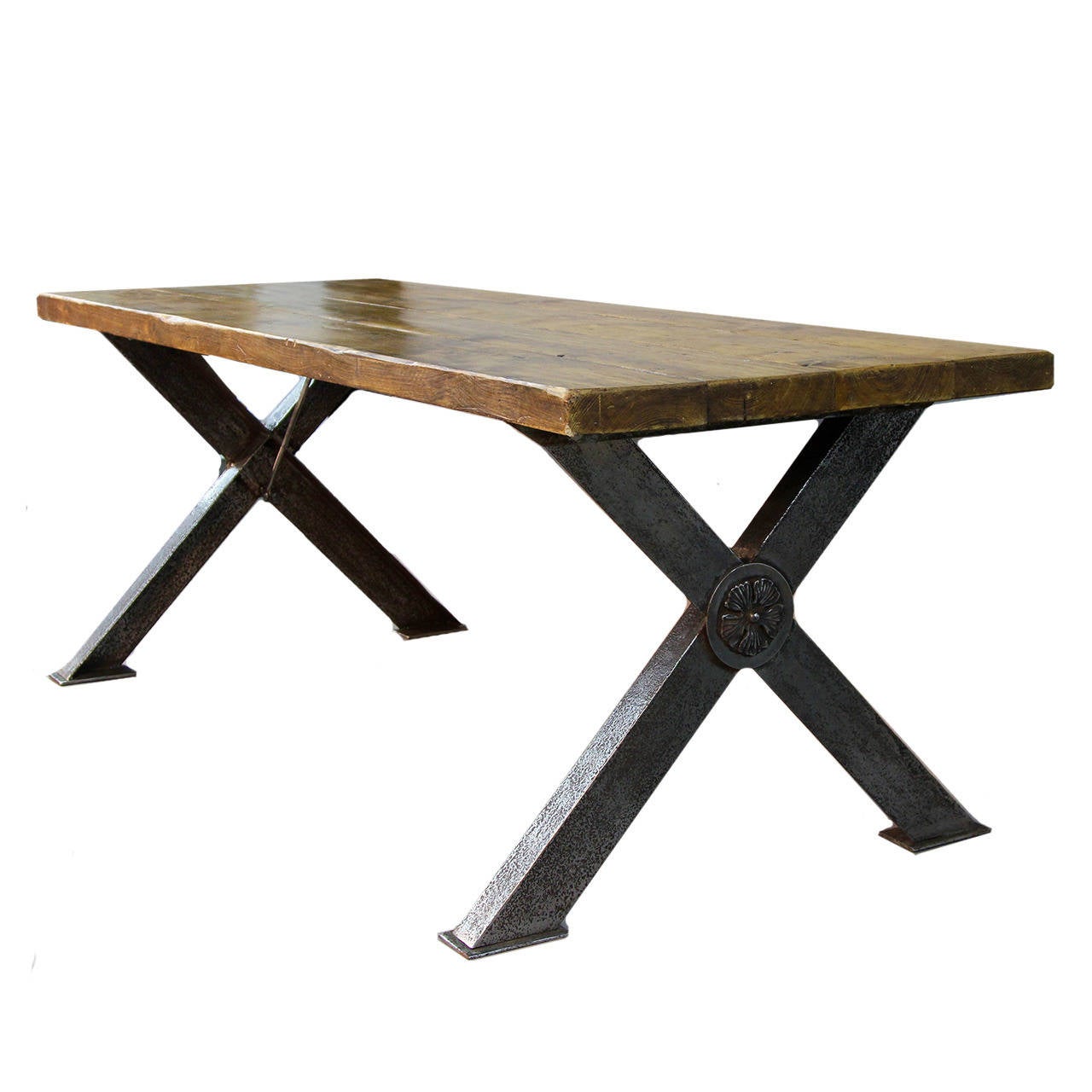 English XFrame Polished Steel Base Table at 1stDibs