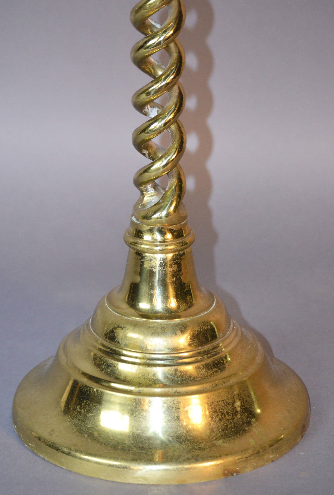 Pair of Tall English Brass Floor Candlesticks at 1stdibs